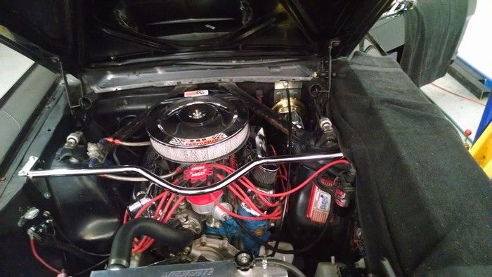 1966 Ford Mustang view of engine and air cleaner