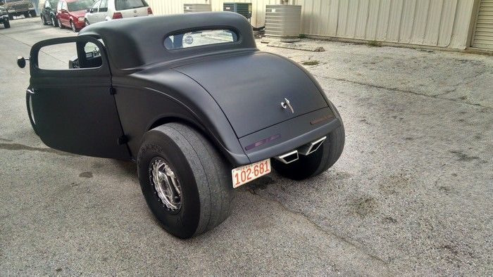 1934 Ford 3 window coupe driver rear shows suicide door open