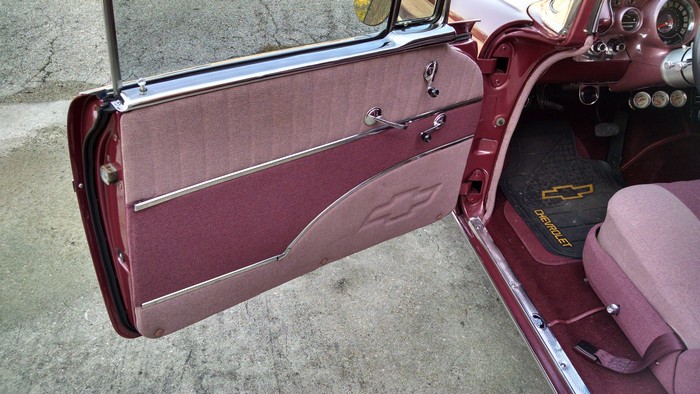1957 Chevy inside door shows upholstery