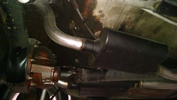 1966 Ford Mustang underside view showing muffler and differential