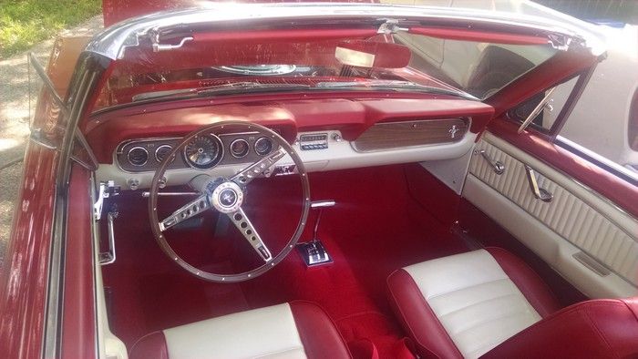 1966 Mustang Convertible front seat dash from outside the car