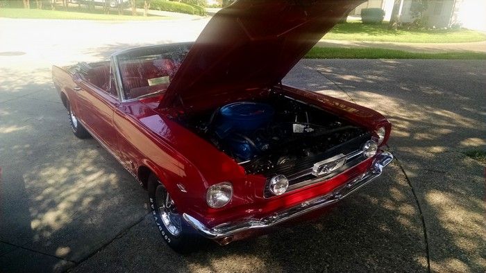 1966 Mustang Convertible front view hood up