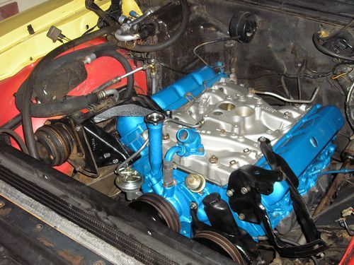 engine in the bay during installation, 1970 oldsmobile 442 convertible, after restoration