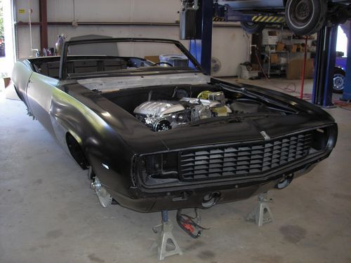 Dynacorn 1969 Camero front view on blocks before paint.