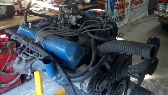 1967 Ford F350 engine outside of truck showing condition