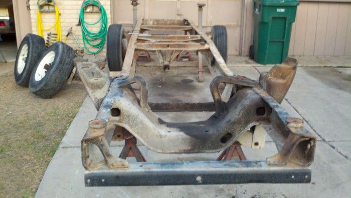 1967 Ford F350 complete frame showing rust