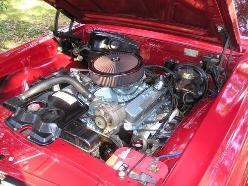 1965 pontiac gto, engine in car with hood open