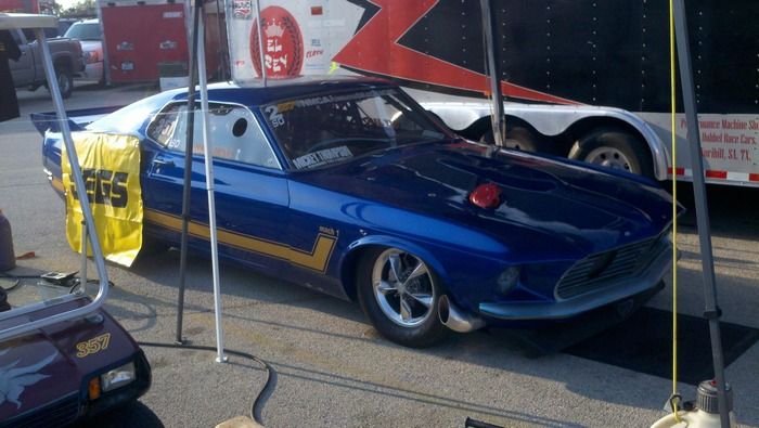 1969 Ford Mustang Mach 1 Twin Turbo Hemi parked in port