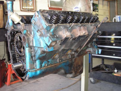 engine block outside view, covers removed, 1970 oldsmobile vistacruiser, before restoration